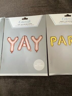 Cakewalk 'YAY' & 'PARTY' Letter Balloon Sets - Rose Gold & Gold